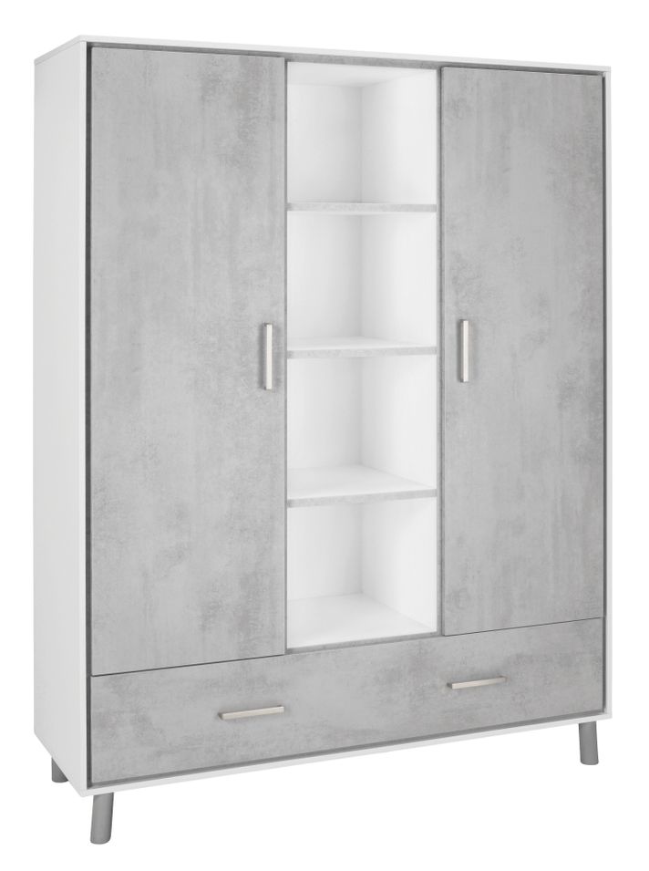 Armoire bébé 2 portes bois laqué gris et blanc Coco - Photo n°1