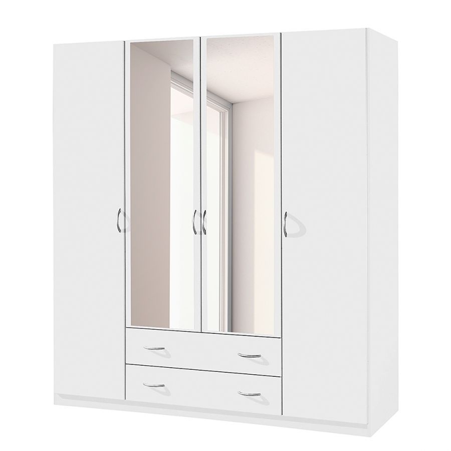 Armoire Blanche 4 portes battantes 2 tiroirs Kaze - Photo n°1