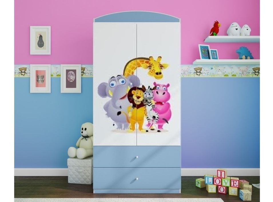 Armoire bleue 2 portes enfant Zoo Drimy - Photo n°1