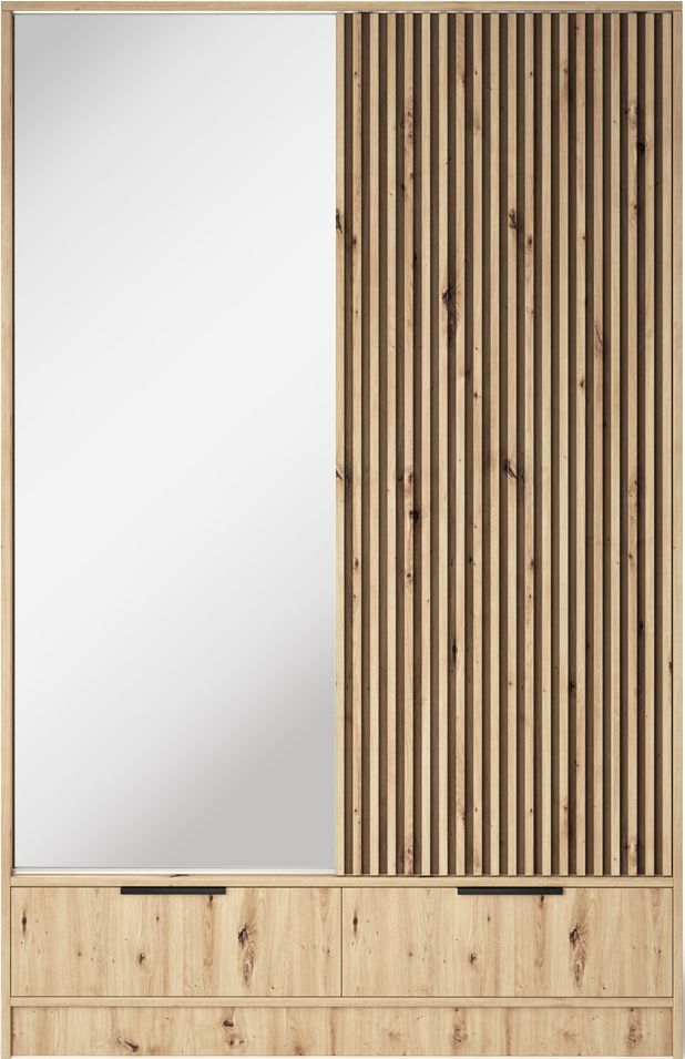 Armoire chambre adulte ASTORIA 120 cm chêne artisan et miroir - Photo n°1