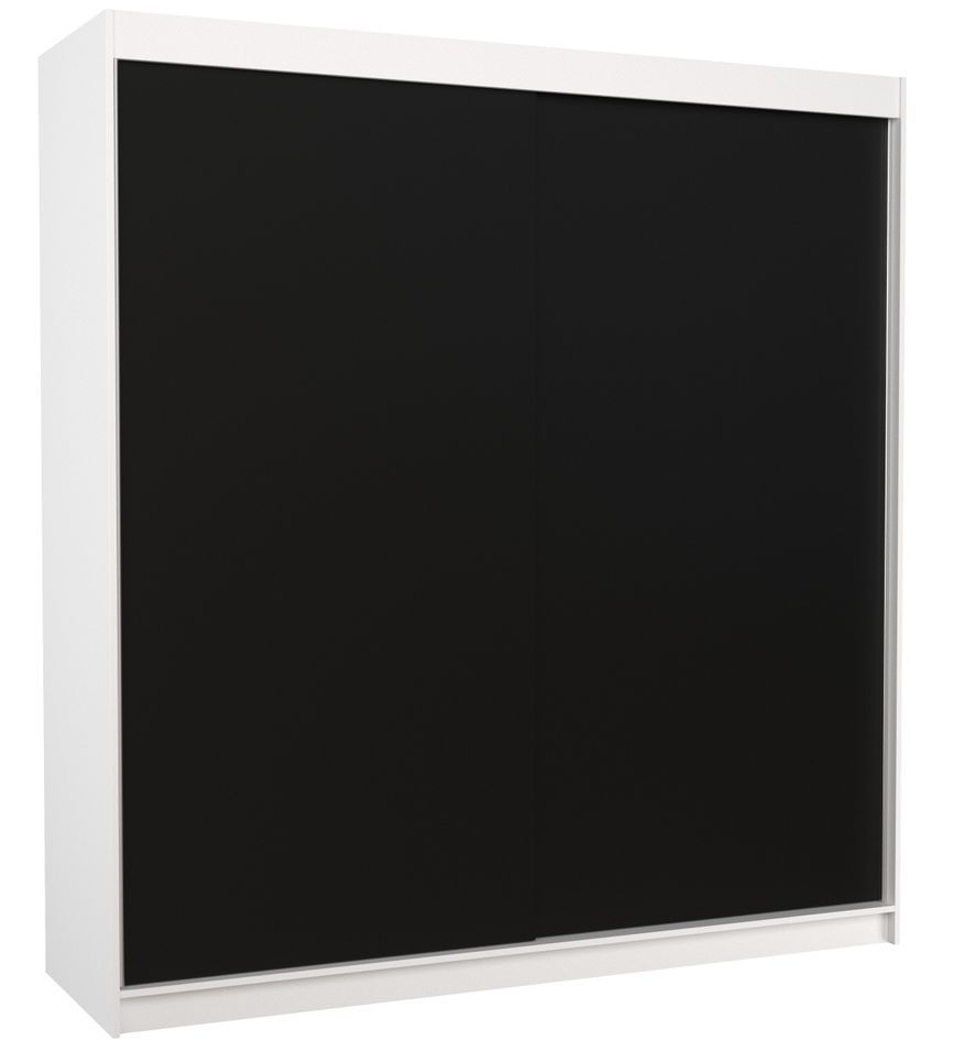 Armoire chambre adulte blanche et noir 2 portes coulissantes Terika 200 cm - Photo n°1