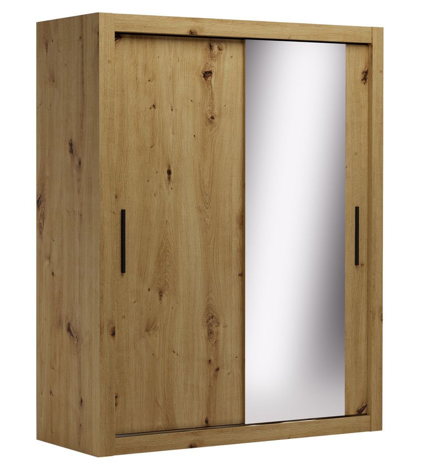 Armoire chambre adulte DIVA 160 cm – 2 portes coulissantes dont 1 avec miroir - Photo n°1