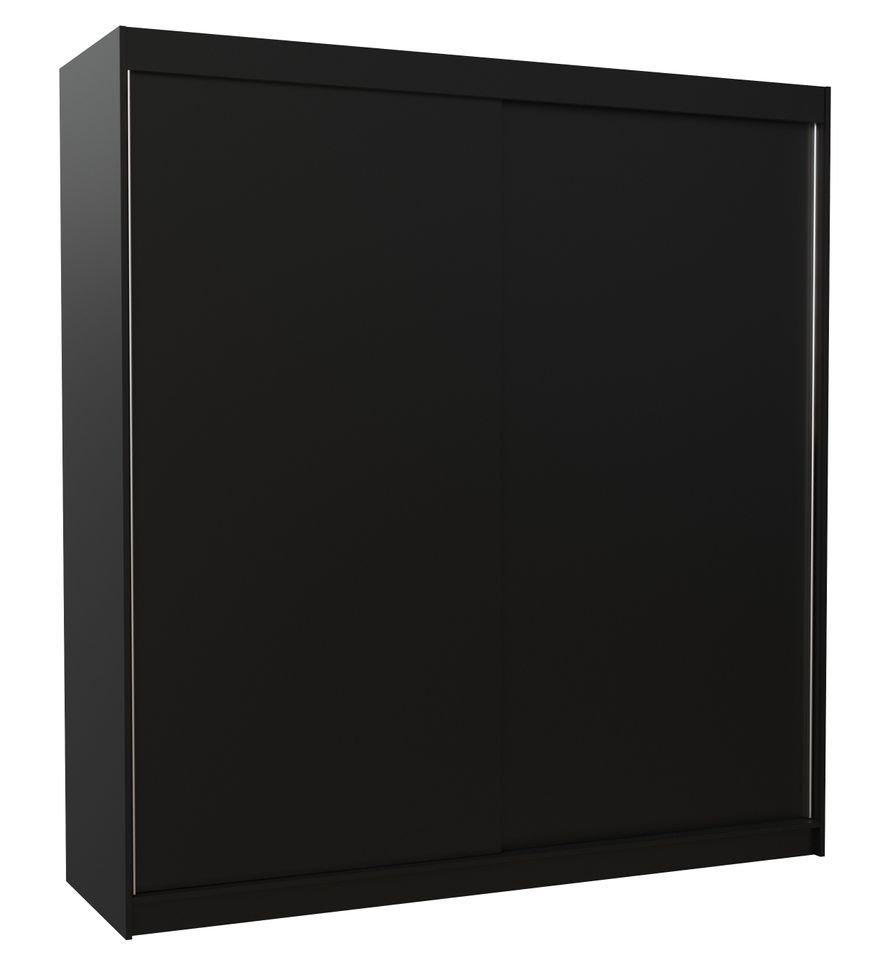 Armoire chambre adulte noir 2 portes coulissantes Terika 200 cm - Photo n°1