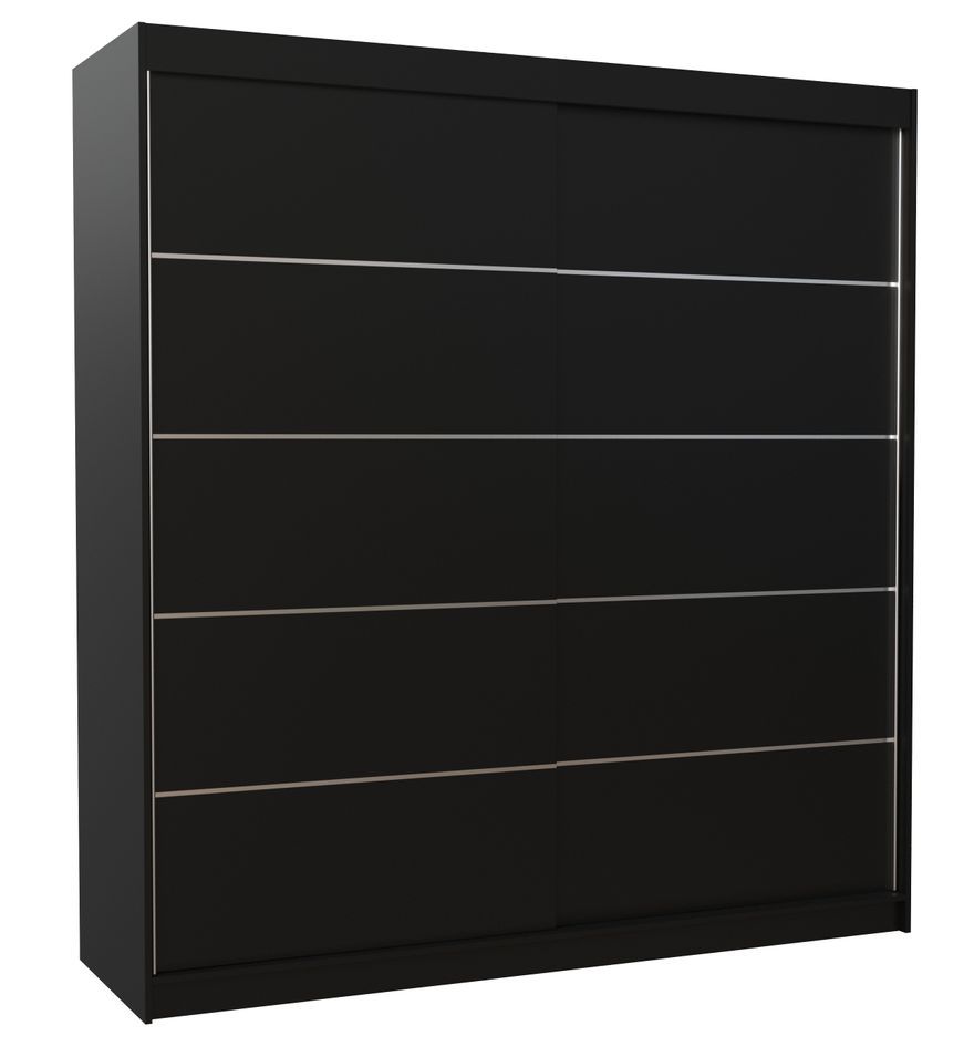 Armoire chambre adulte noir 2 portes coulissantes Yvona 200 cm - Photo n°1