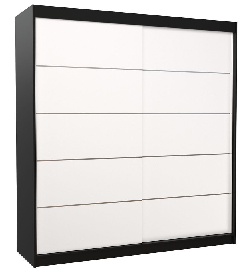 Armoire chambre adulte noir et blanc 2 portes coulissantes Yvona 200 cm - Photo n°1