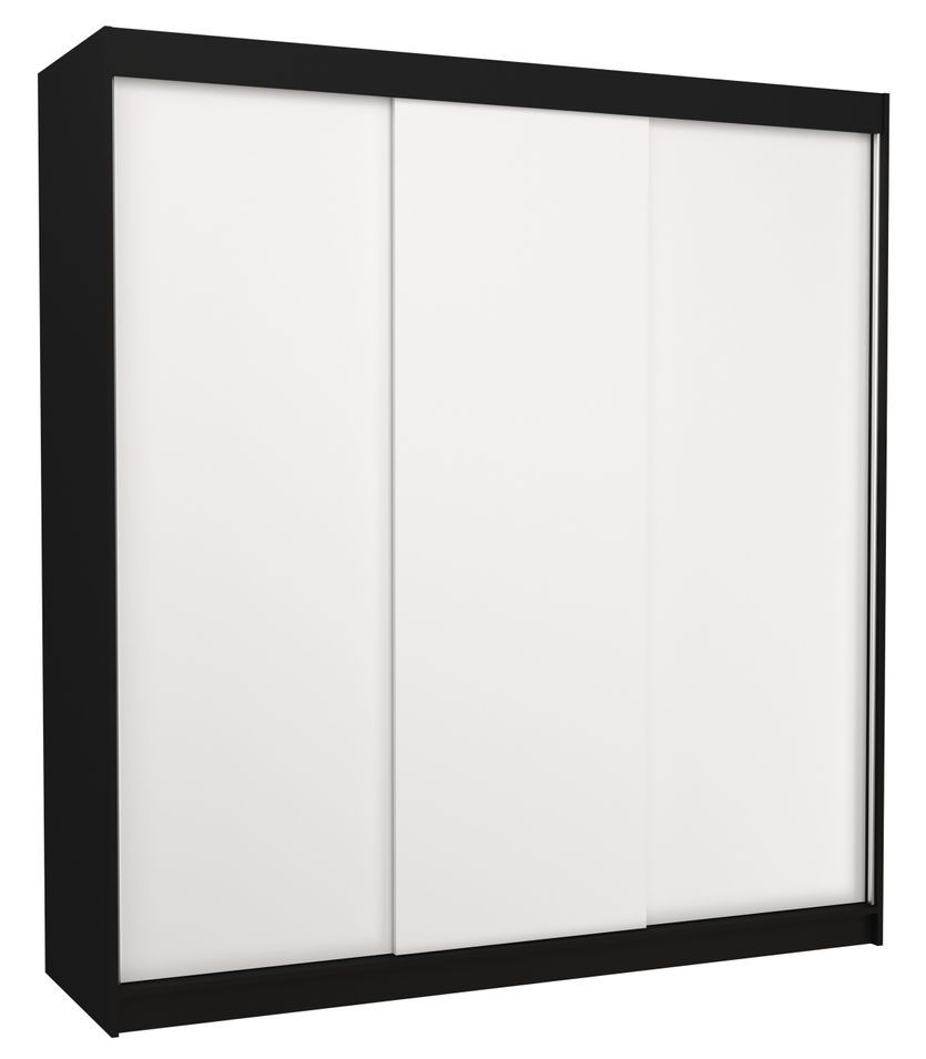 Armoire chambre adulte noir et blanche 3 portes coulissantes Kamia 200 cm - Photo n°1