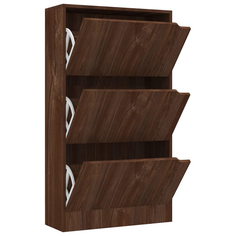 Armoire chaussures 3 portes Chêne marron 59x24x105 cm - Photo n°1