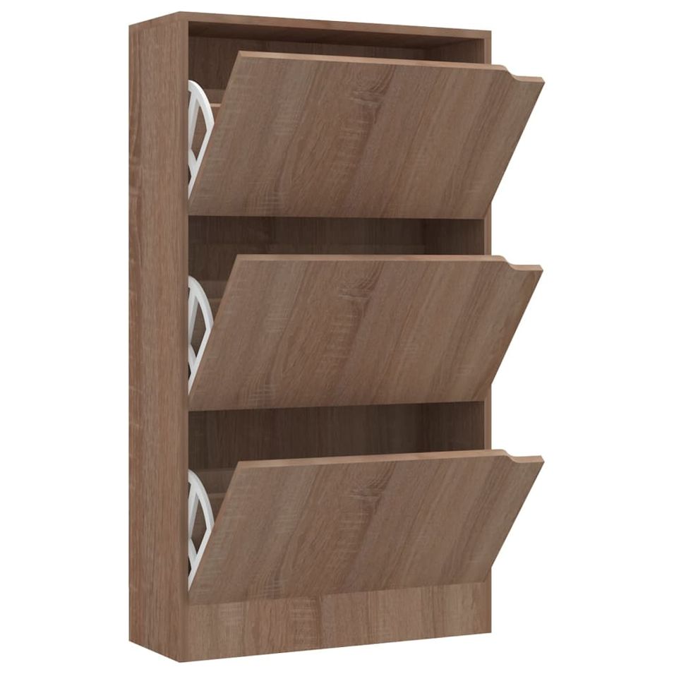 Armoire chaussures 3 portes Chêne Sonoma 59x24x105 cm - Photo n°1