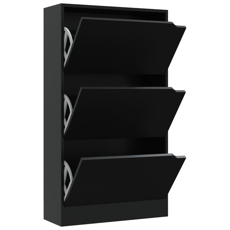 Armoire chaussures 3 portes Noir 59x24x105 cm - Photo n°1