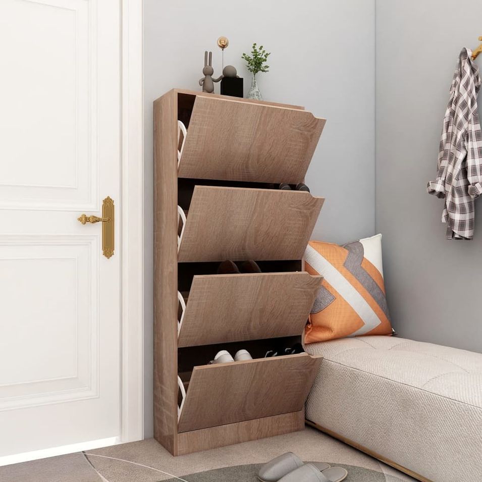 Armoire chaussures 4 portes Chêne Sonoma 59x24x136 cm - Photo n°1