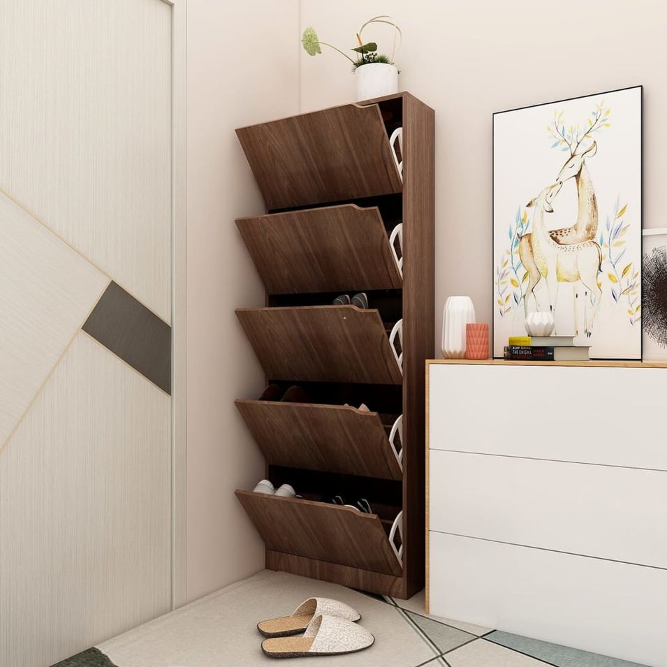 Armoire chaussures 5 portes Chêne marron 59x24x167 cm - Photo n°1