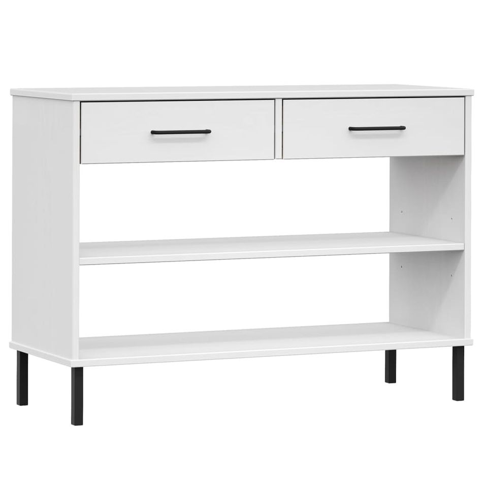 Armoire console avec pieds en métal Blanc Bois pin massif OSLO - Photo n°1