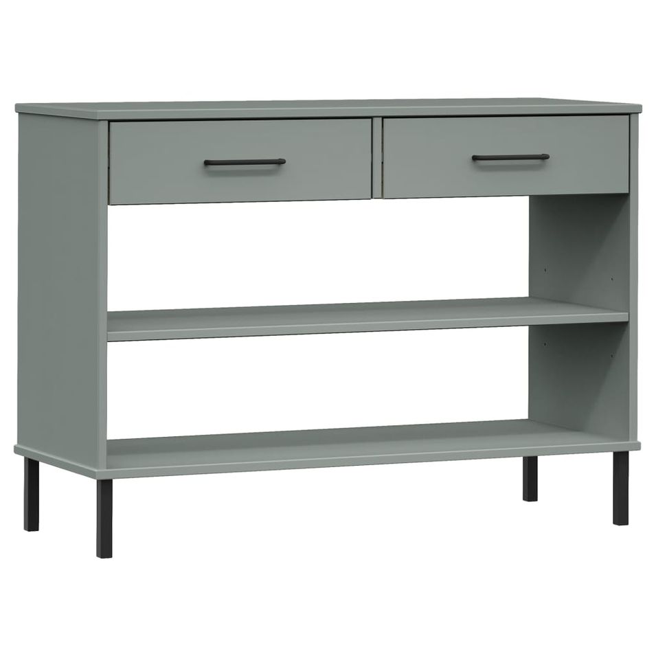 Armoire console avec pieds en métal Gris Bois pin massif OSLO - Photo n°1