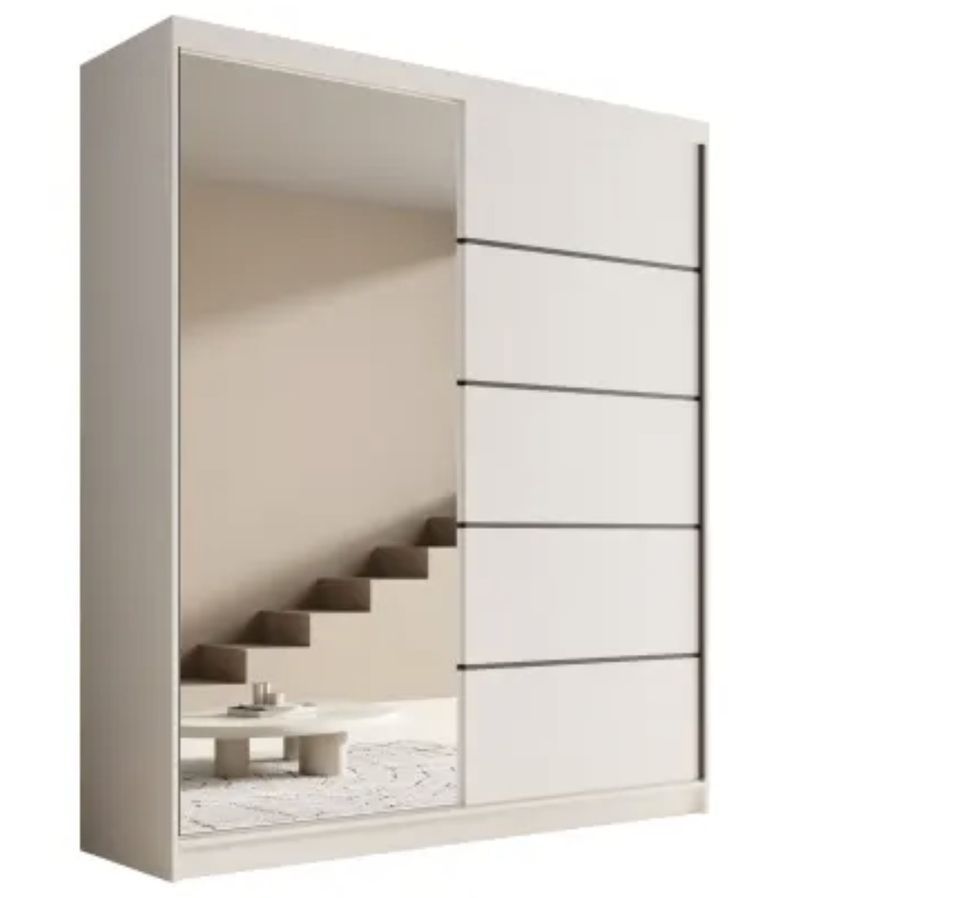 Armoire coulissante 2 portes avec miroir TENA 180 cm – Design moderne - Photo n°1