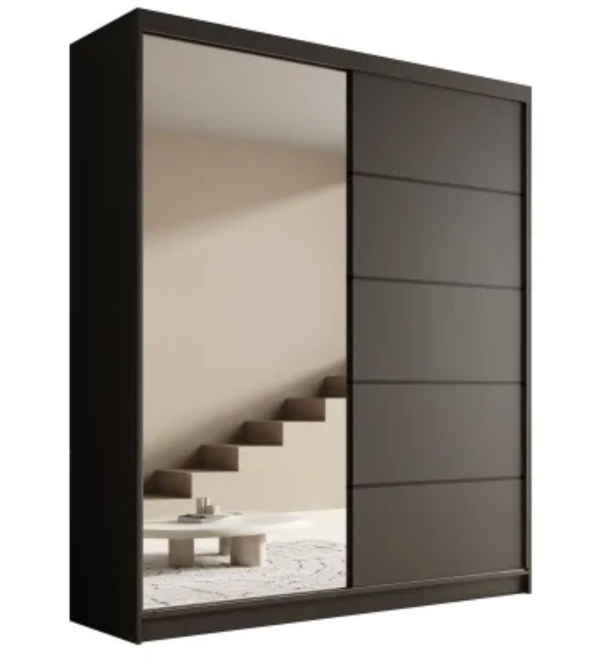 Armoire coulissante 2 portes TENA 180 avec miroir – Design moderne - Photo n°1