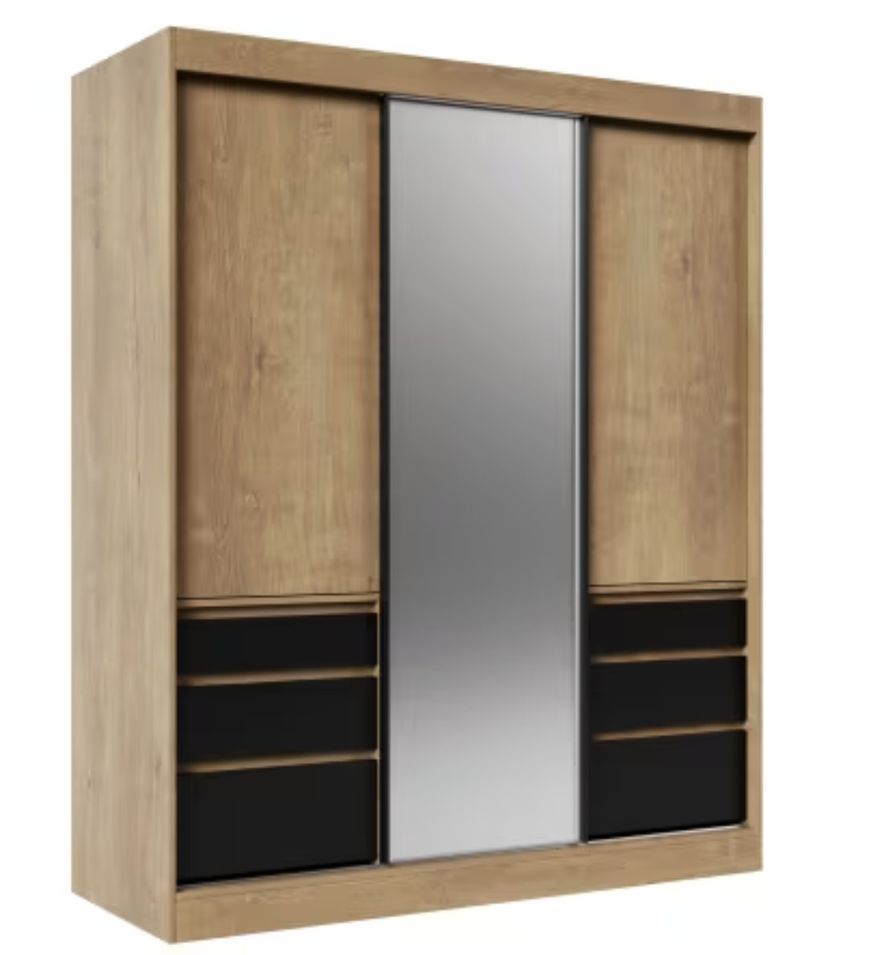 Armoire coulissante 3 portes KEDAR 180 cm avec miroir – Design moderne et rangements intelligents - Photo n°1