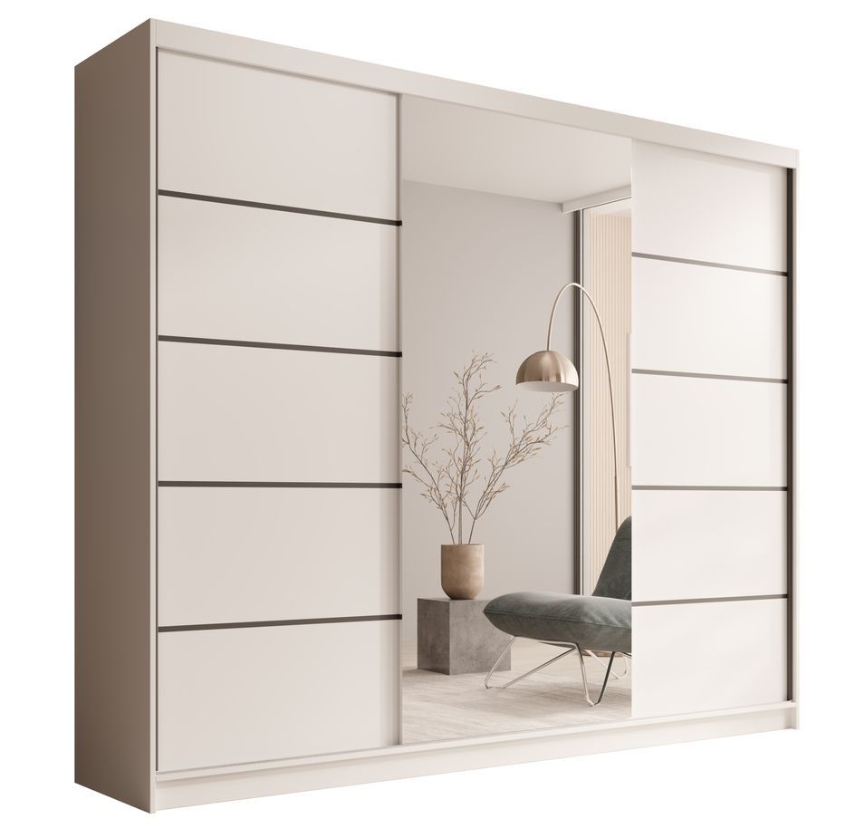 Armoire coulissante 3 portes TENA 250 avec miroir– Design moderne et grande capacité de rangement - Photo n°1
