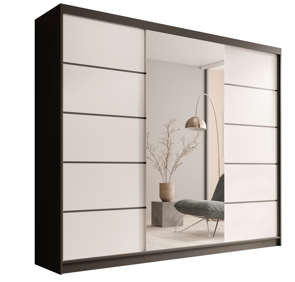 Armoire coulissante 3 portes TENA 250 avec miroir – Design moderne et grande capacité de rangement - Photo n°1