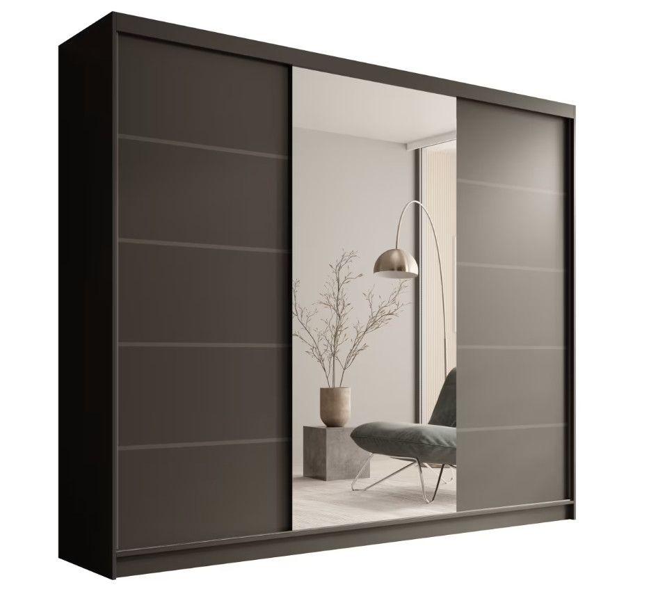 Armoire coulissante 3 portes TENA 250 avec miroir – Design moderne et grande capacité de rangement - Photo n°1