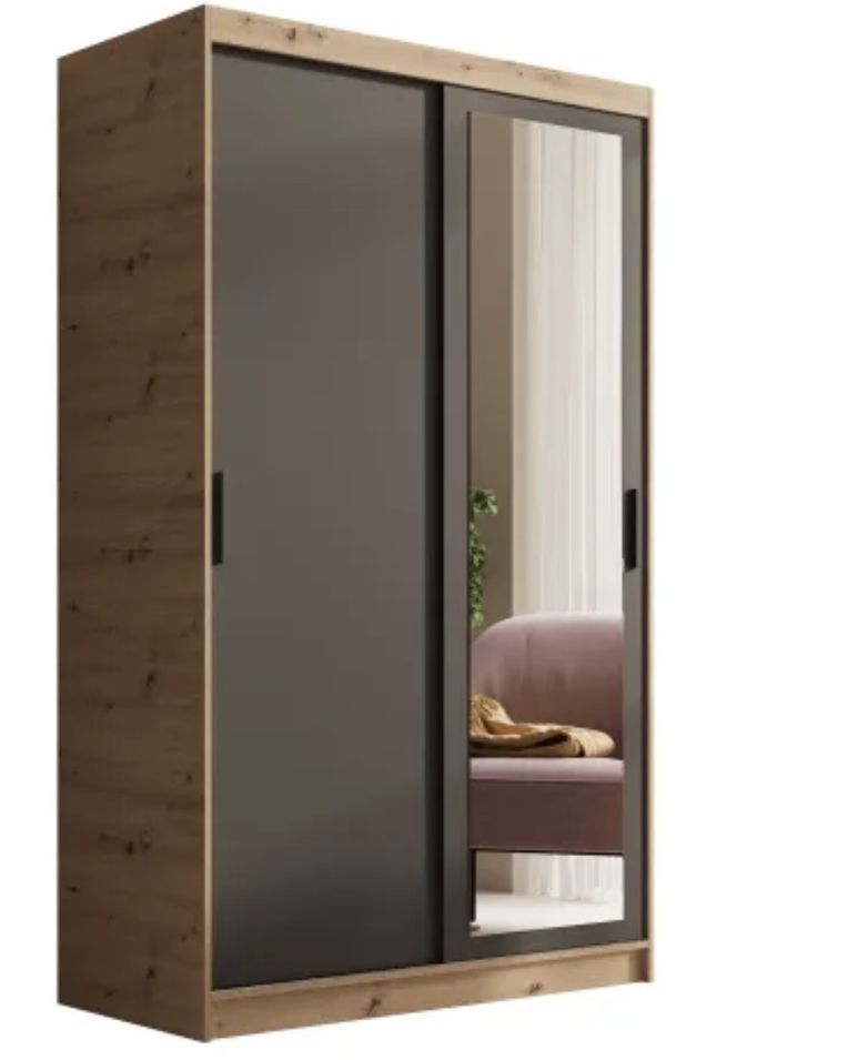 Armoire coulissante BALEY avec miroir – Dressing moderne et gain de place - Photo n°1