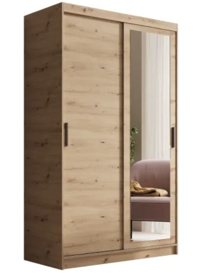 Armoire coulissante BALEY avec miroir – Dressing moderne et gain de place - Photo n°1
