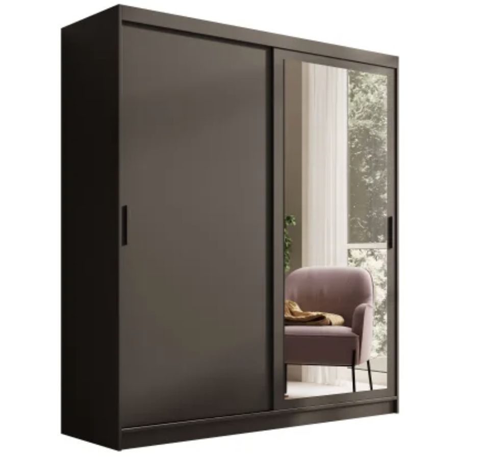 Armoire coulissante BALEY avec miroir – Dressing moderne et gain de place - Photo n°1