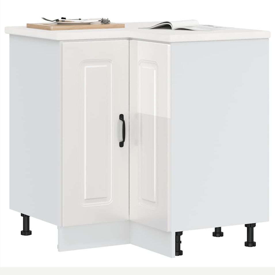 Armoire d'angle de cuisine Kalmar blanc brillant - Photo n°1