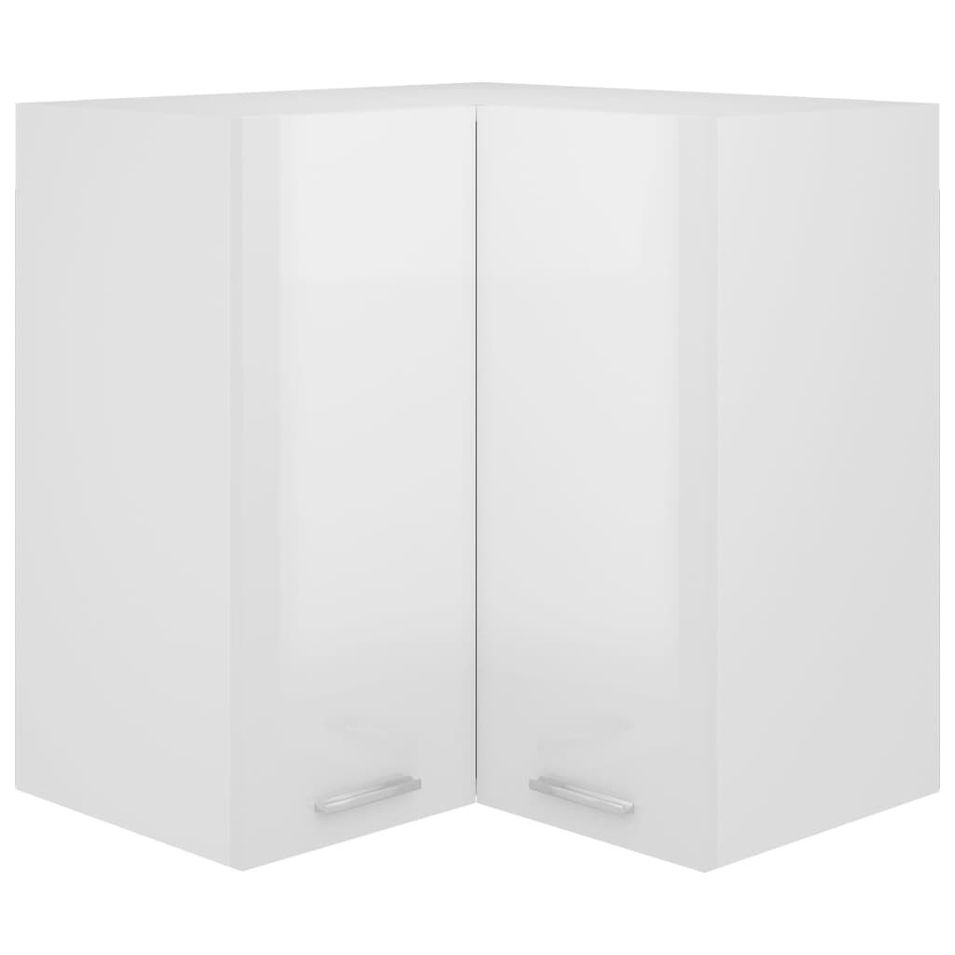 Armoire d'angle suspendue Blanc brillant 57x57x60 cm - Photo n°1