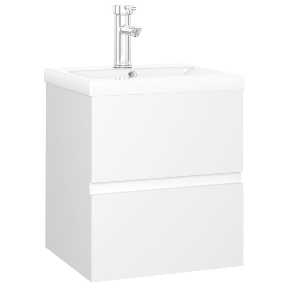 Armoire d'évier avec lavabo intégré 41 cm Blanc 2 - Photo n°1