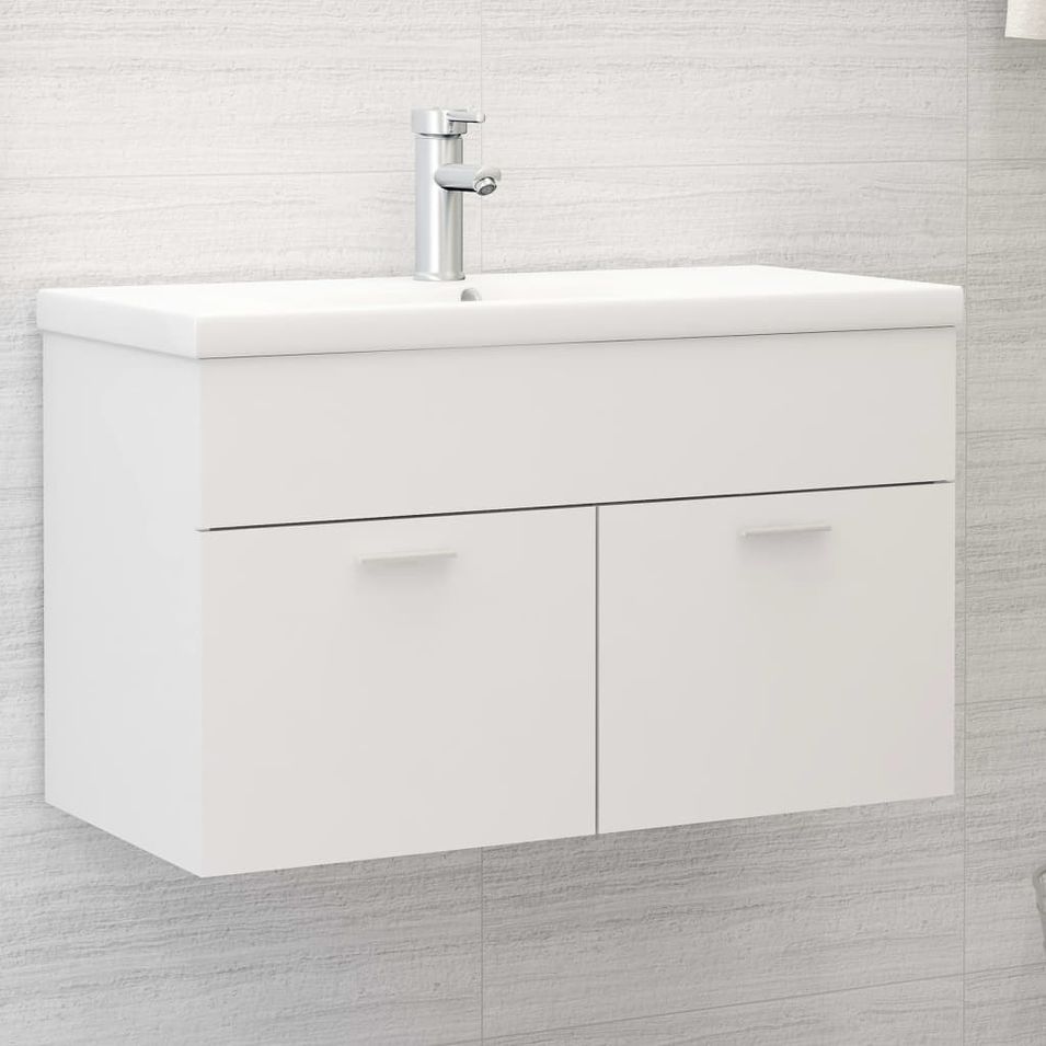 Armoire d'évier avec lavabo intégré Blanc 10 - Photo n°1