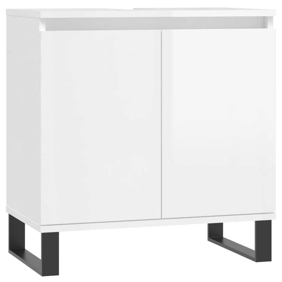 Armoire de bain blanc brillant 58x33x60 cm bois d'ingénierie - Photo n°1