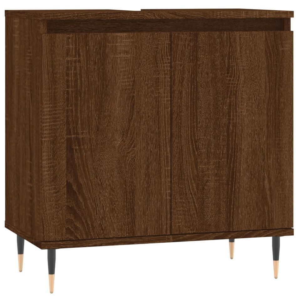 Armoire de bain chêne marron 58x33x60 cm bois d'ingénierie - Photo n°1