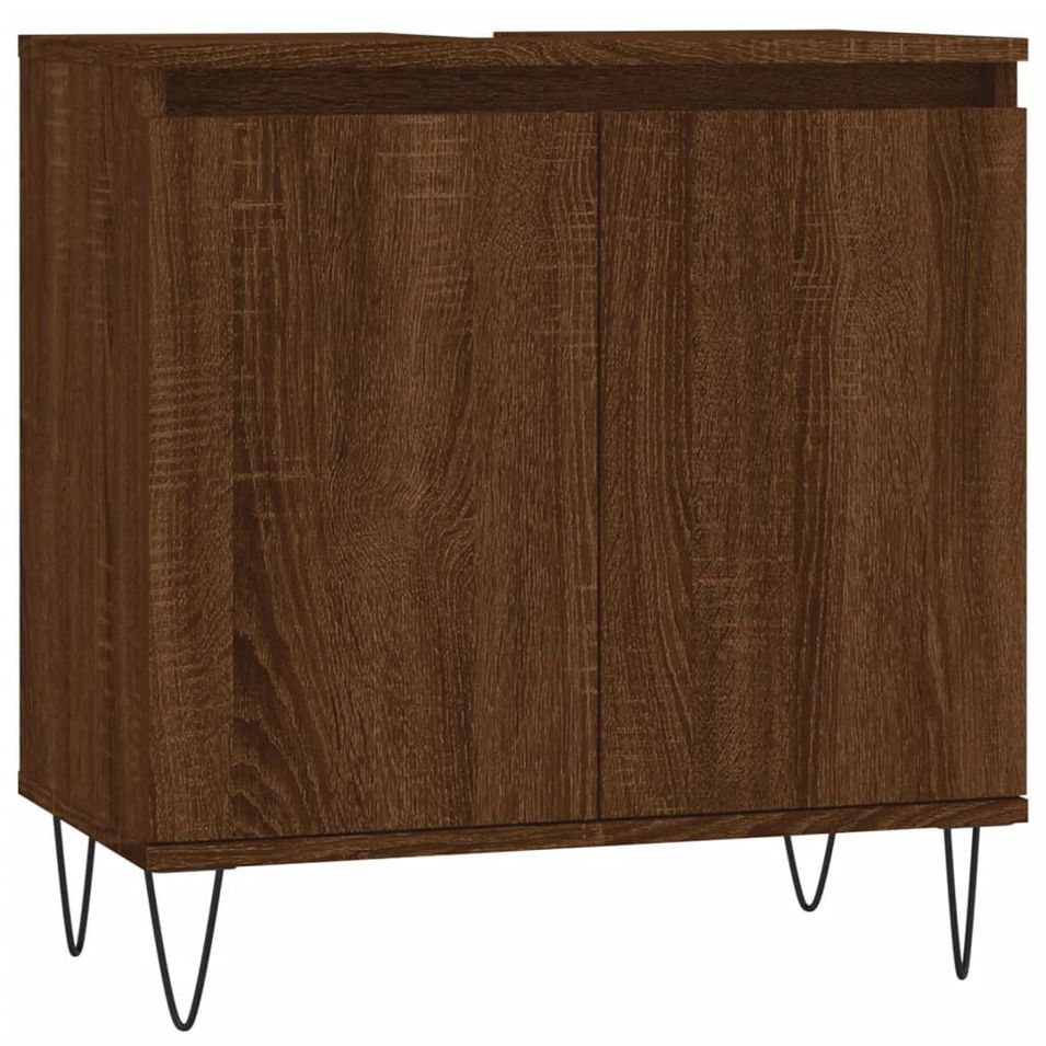 Armoire de bain chêne marron 58x33x60 cm bois d'ingénierie - Photo n°1