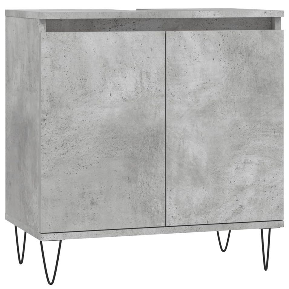 Armoire de bain gris béton 58x33x60 cm bois d'ingénierie - Photo n°1