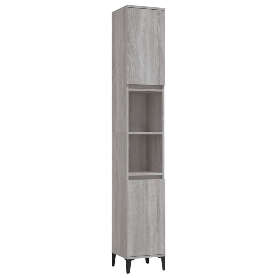 Armoire de bain sonoma gris 30x30x190 cm bois d'ingénierie - Photo n°1