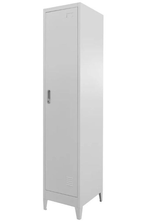 Armoire de bureau 1 porte 2 compartiments métal gris Brook - Photo n°1