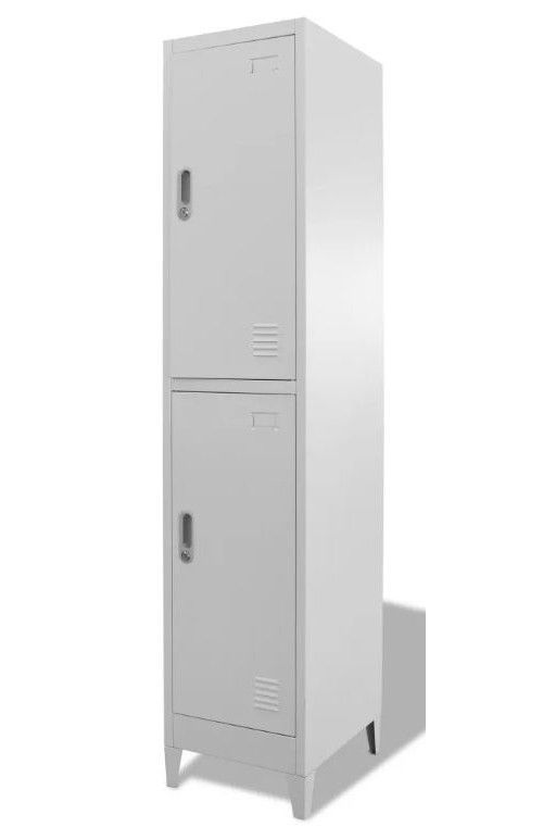 Armoire de bureau 2 portes 2 compartiments métal gris Brook - Photo n°1