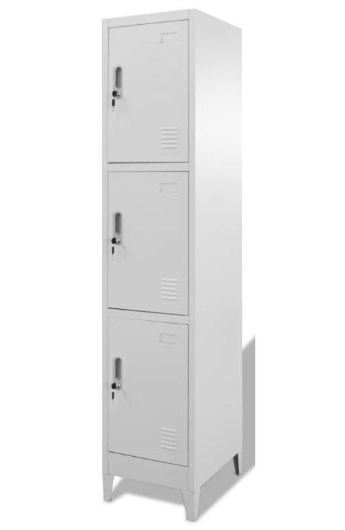 Armoire de bureau 3 portes métal gris Brook 2 - Photo n°1