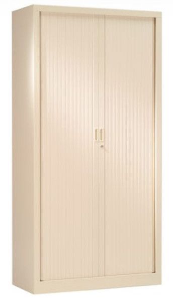 Armoire de bureau à rideaux beige 2 portes coulissantes Klass L 90 x H 180 x P 43 cm - Photo n°1