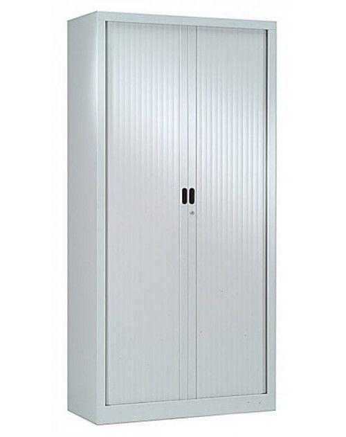 Armoire de bureau à rideaux gris 2 portes coulissantes Giao L 90 x H 180 x P 43 cm - Photo n°1