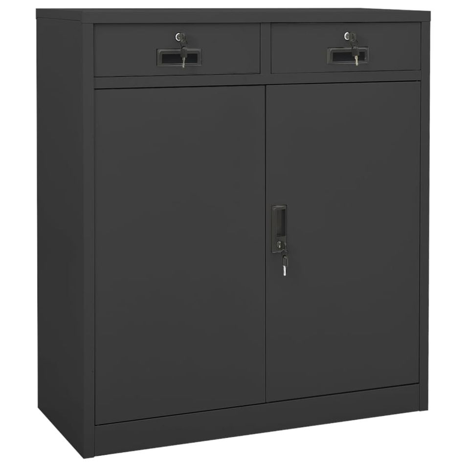 Armoire de bureau Anthracite 90x40x102 cm Acier 2 - Photo n°1