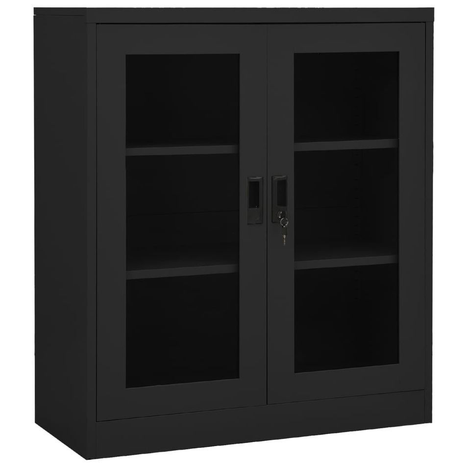 Armoire de bureau Anthracite 90x40x105 cm Acier - Photo n°1