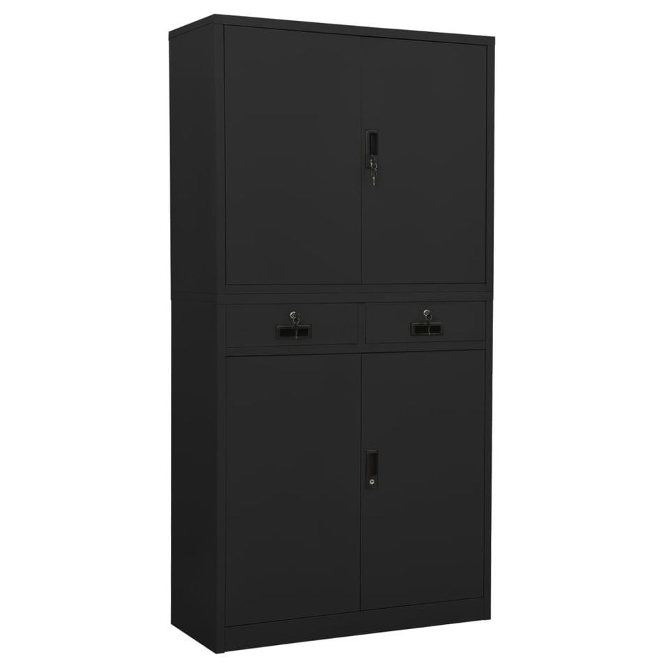 Armoire de bureau Anthracite 90x40x180 cm Acier - Photo n°1