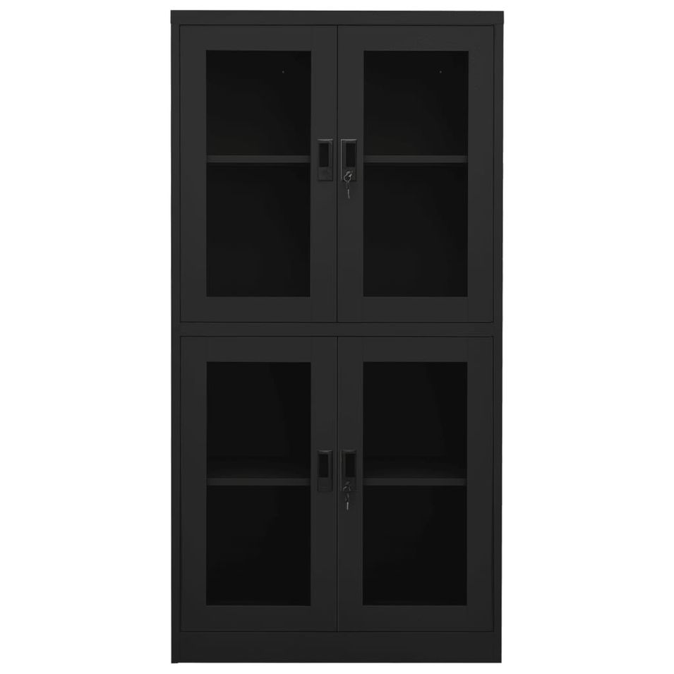 Armoire de bureau Anthracite 90x40x180 cm Acier et verre trempé - Photo n°1