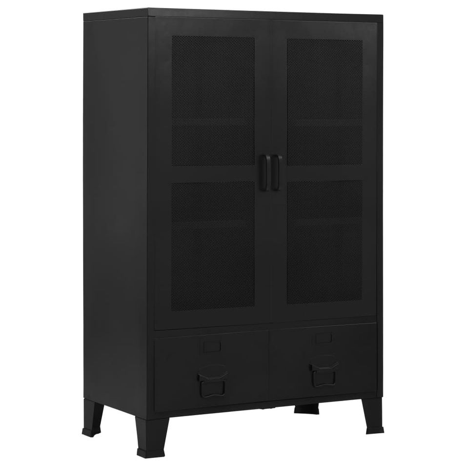 Armoire de bureau avec portes en maille Acier 75x40x120 cm Noir - Photo n°1