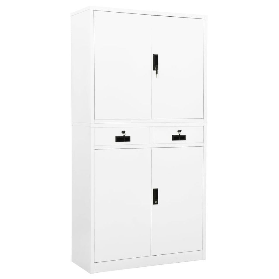 Armoire de bureau Blanc 90x40x180 cm Acier 2 - Photo n°1