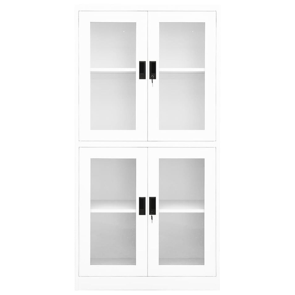 Armoire de bureau Blanc 90x40x180 cm Acier et verre trempé 2 - Photo n°1