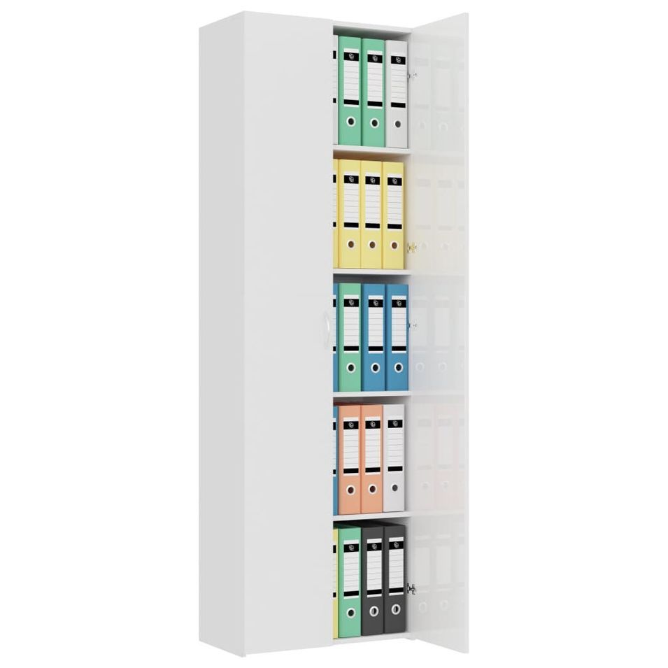 Armoire de bureau Blanc brillant 60x32x190 cm - Photo n°1