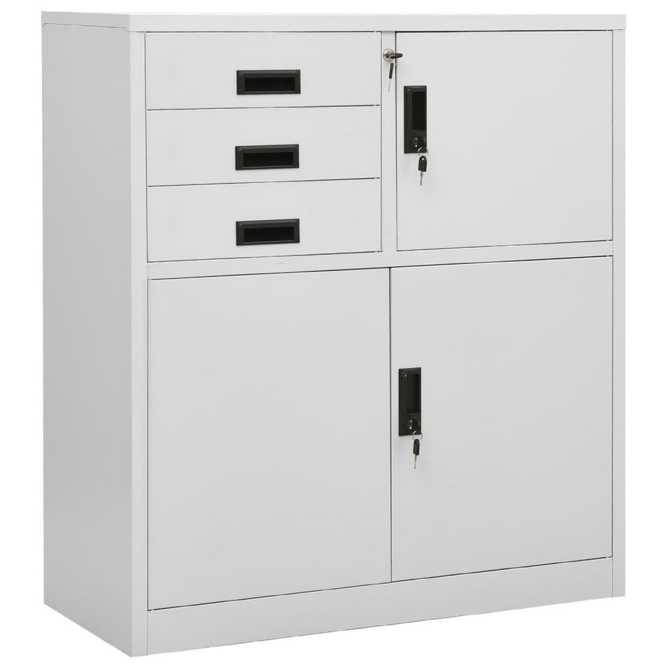 Armoire de bureau Gris clair 90x40x102 cm Acier - Photo n°1