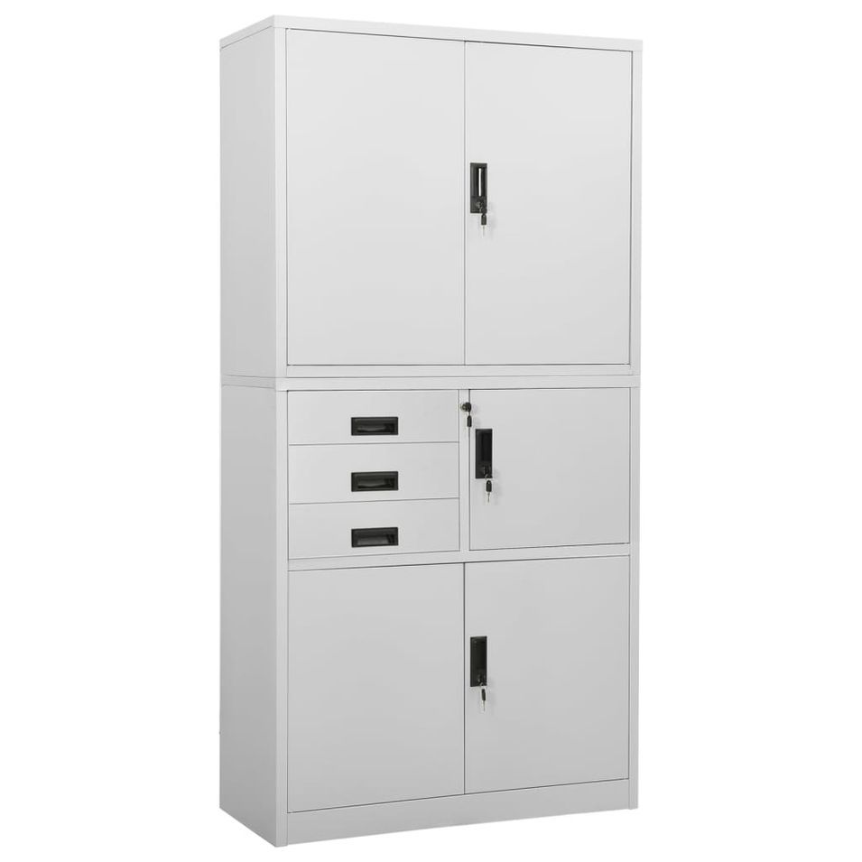 Armoire de bureau Gris clair 90x40x180 cm Acier 3 - Photo n°1